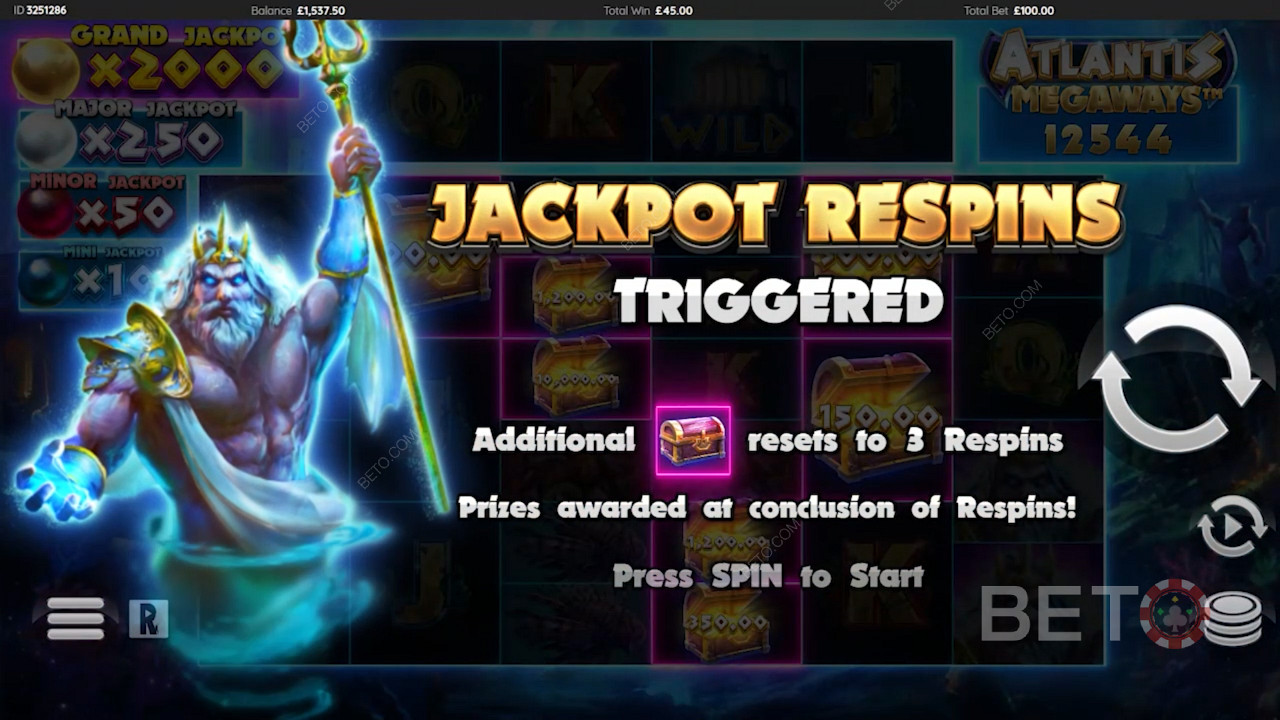 Godetevi i Jackpot Respins nella video slot Atlantis Megaways
