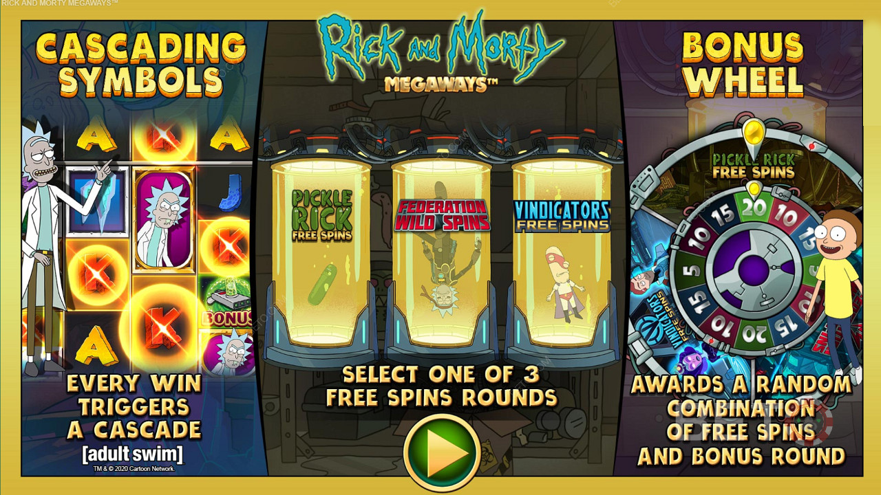 Godetevi tre diversi tipi di giri gratuiti nella slot machine Rick and Morty Megaways