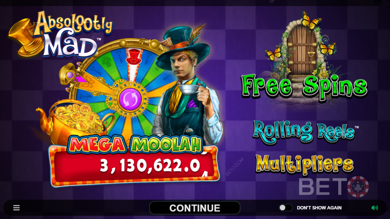 Godetevi i jackpot progressivi e le altre caratteristiche di Absolootly Mad: Mega Moolah video slot