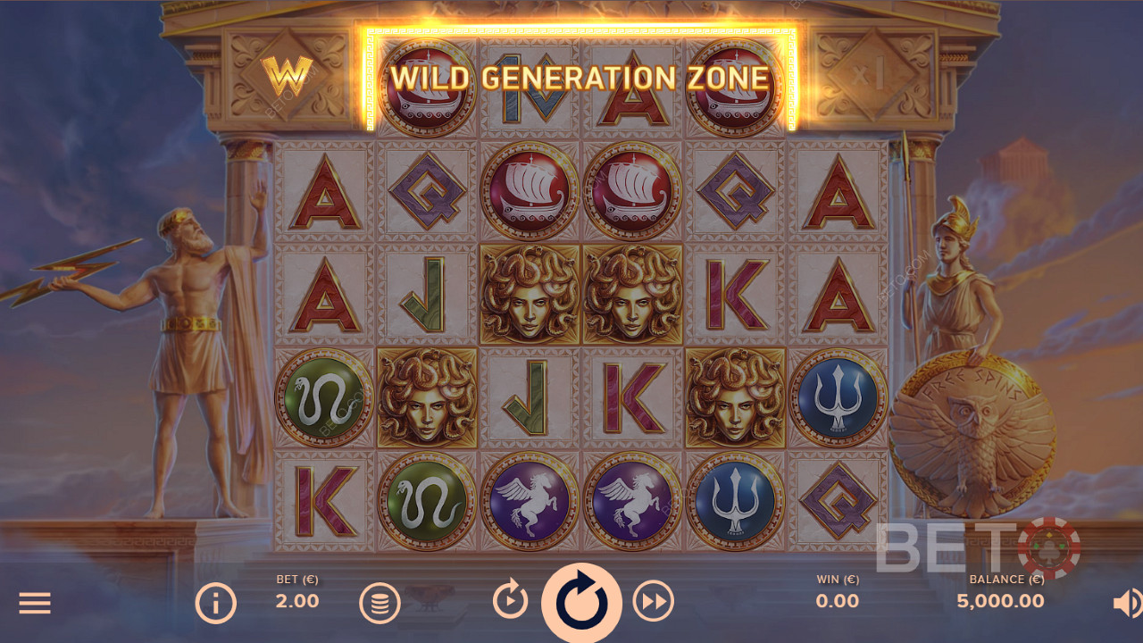 I simboli vincenti nella Zona di Generazione Wild si trasformeranno in Wild.