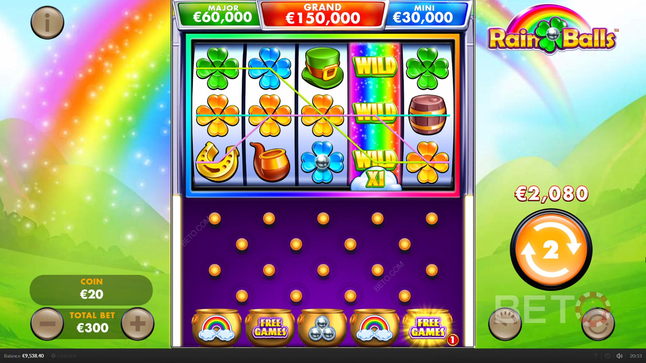 Bellissimo sfondo della slot machine online Rain Balls