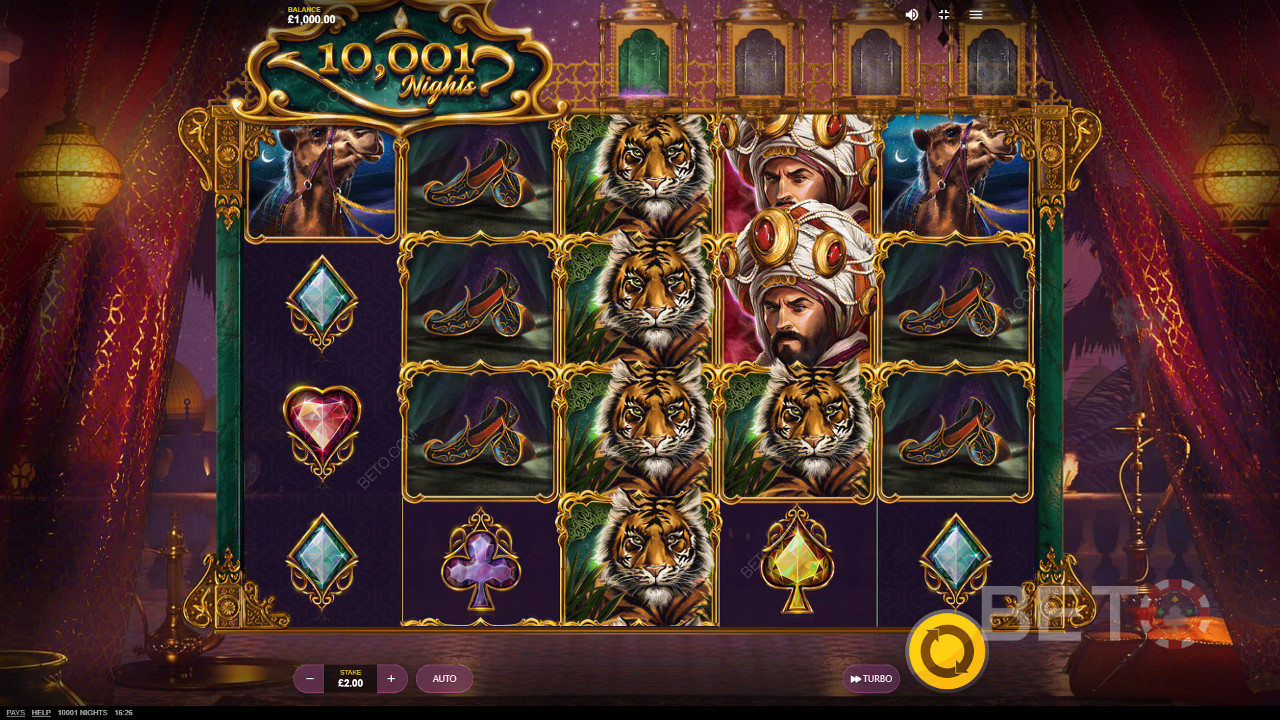 10001 Nights di Red Tiger Gaming - Viaggia nel magico deserto arabo alla ricerca di ricchezze.
