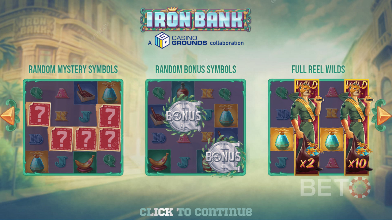 Godetevi le potenti funzioni della slot di base della slot machine Iron Bank