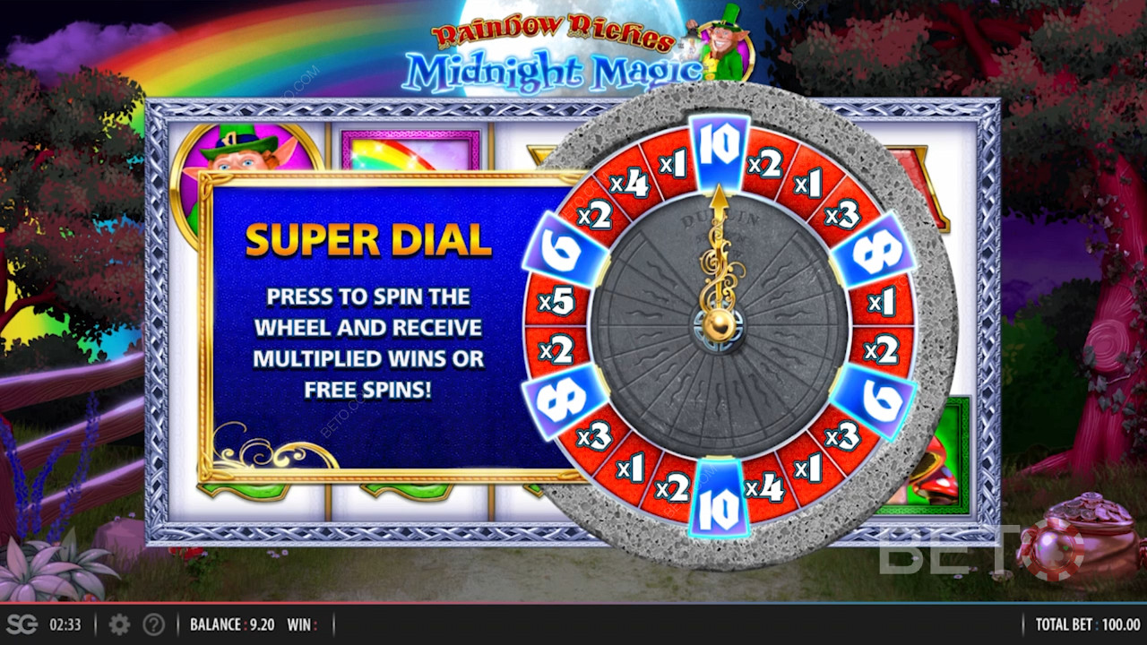 Bonus Super Dial di Rainbow Riches Midnight Magic