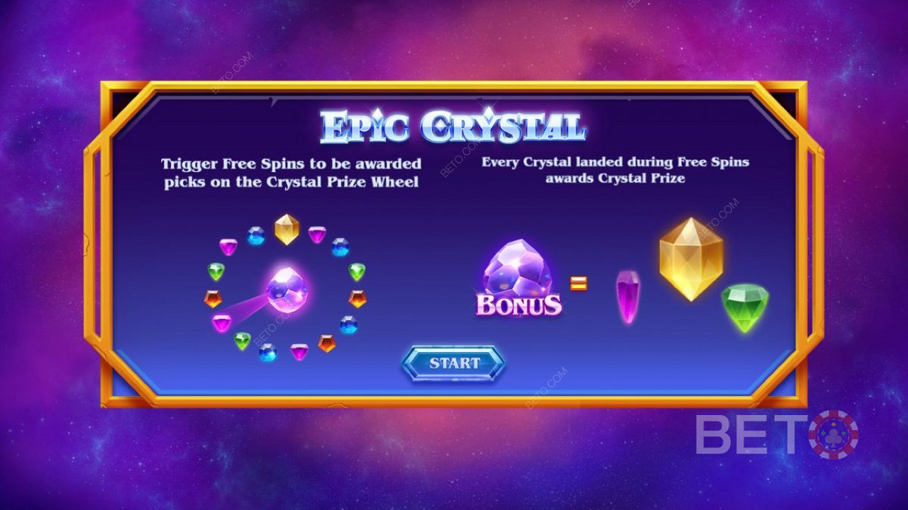 Schermata introduttiva di Epic Crystal - Bonus e giri gratis