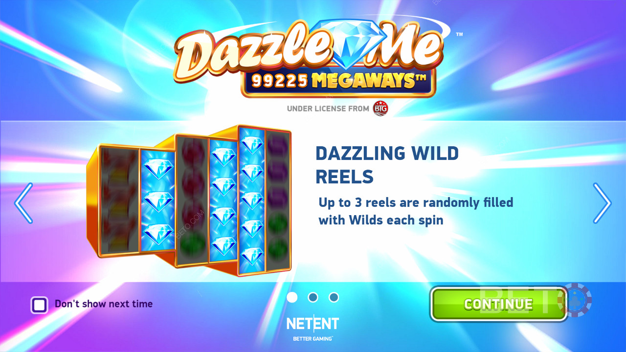 La schermata introduttiva di Dazzle Me Megaways