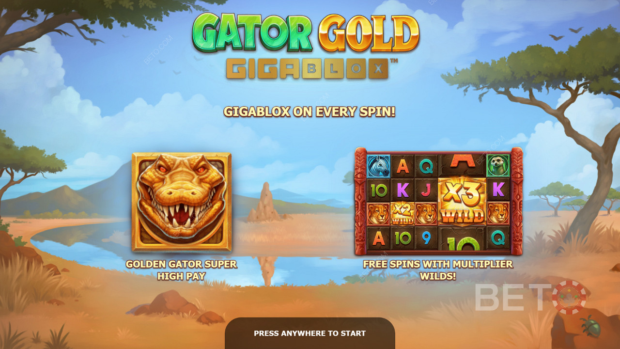 La schermata introduttiva di Gator Gold Gigablox