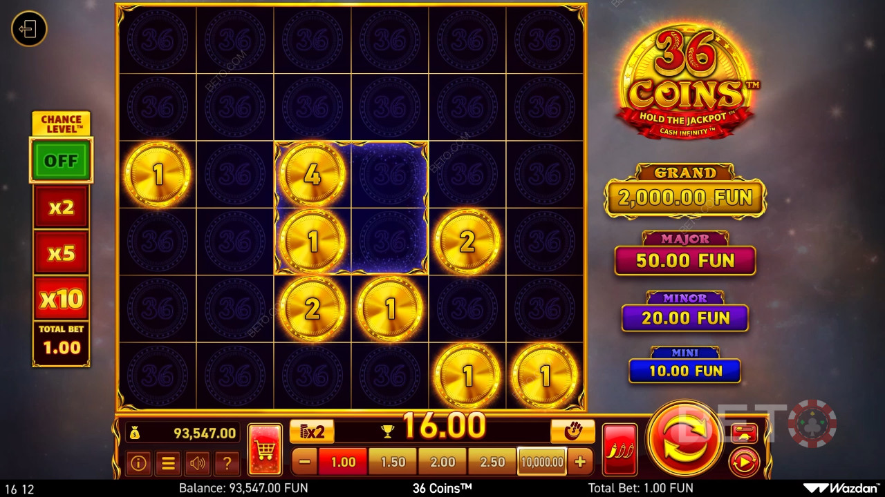 Le funzioni bonus spiegate in 36 Coins di Wazdan