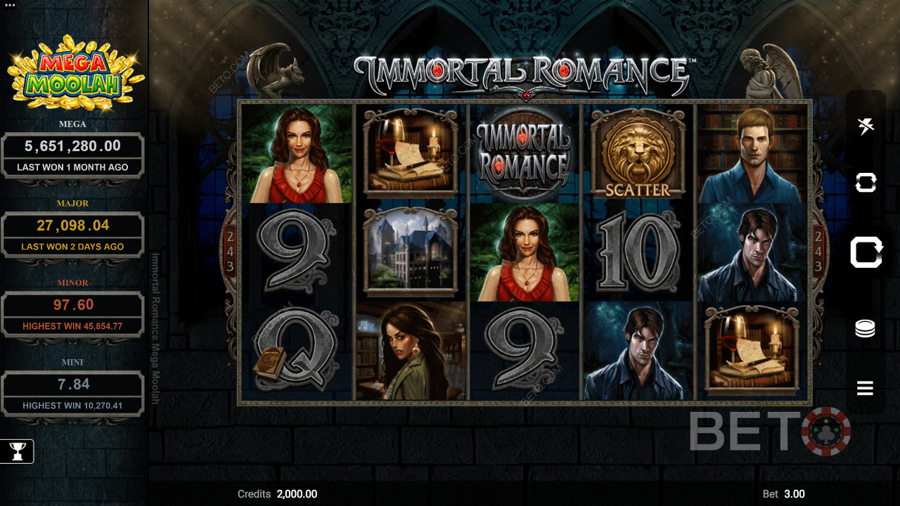 La slot machine Mega Moolah Immortal Romance con il tema dei vampiri
