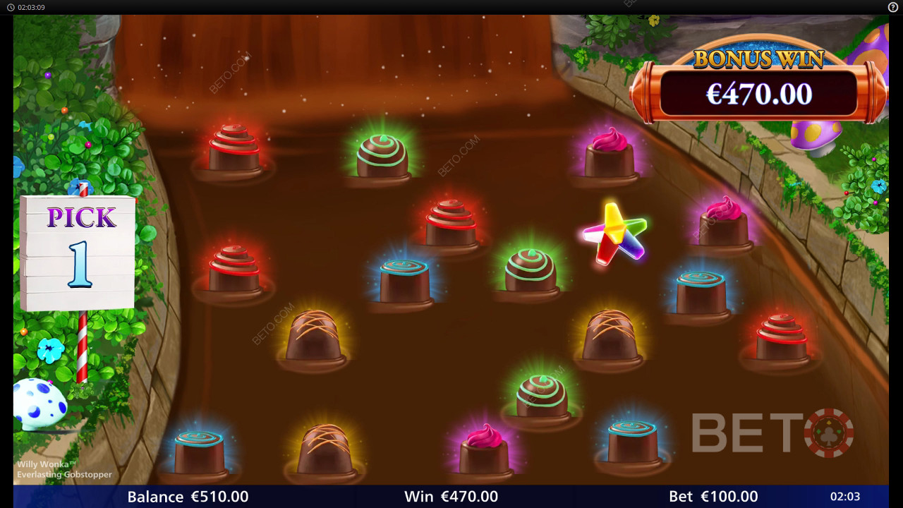 Caratteristiche bonus spiegate in Willy Wonka Everlasting Gobstopper di Light and Wonder