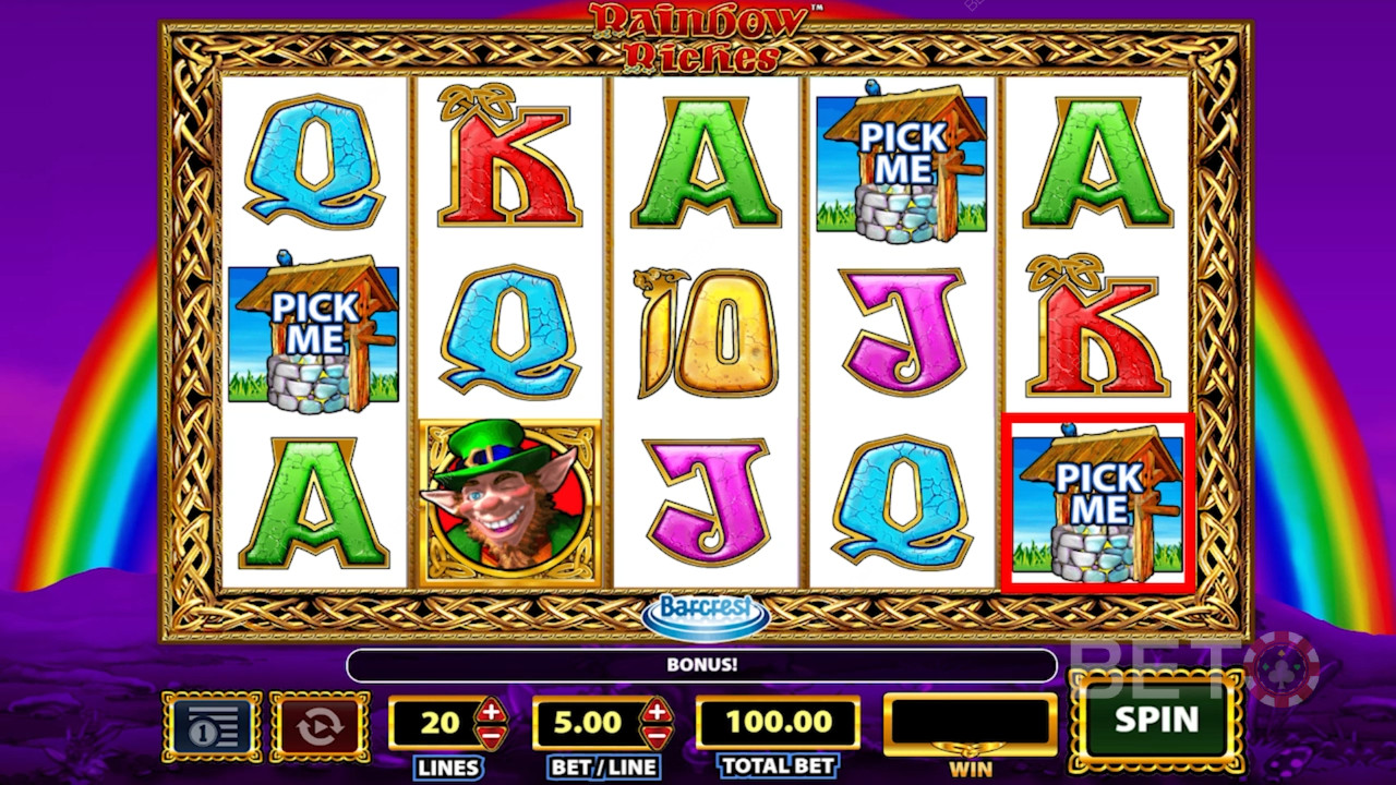 I simboli della slot machine Rainbow Riches.