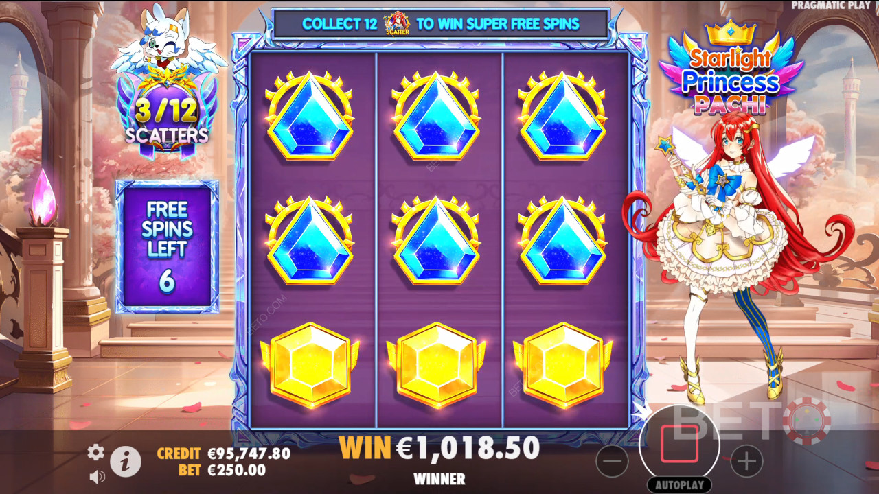 Le caratteristiche dei bonus spiegate in Starlight Princess Pachi di Pragmatic Play