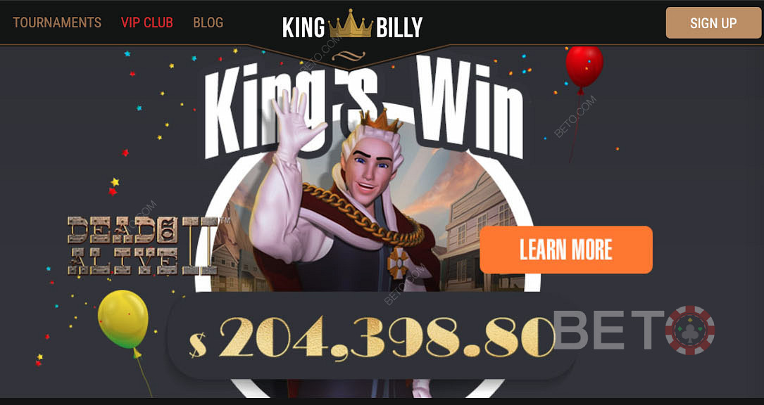 Ottenete enormi vincite giocando alle slot più popolari su King Billy Casino