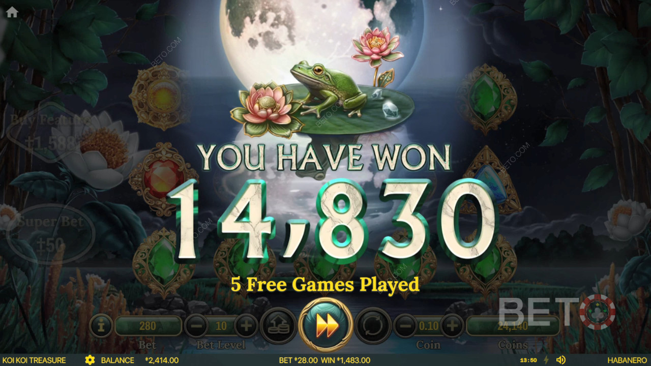 Vinci 1.682x la tua puntata nella slot online Koi Koi Treasure!