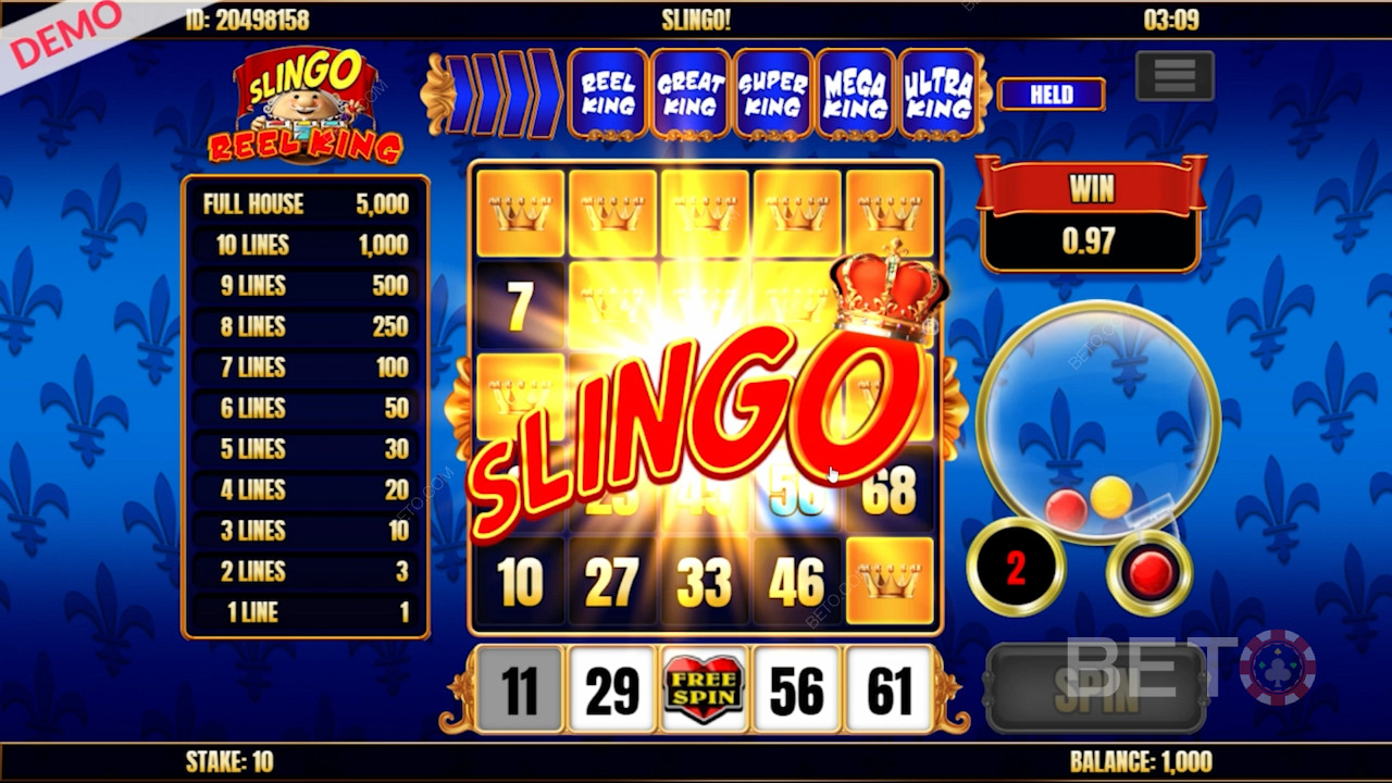 Slingo nella slot Slingo Reel King
