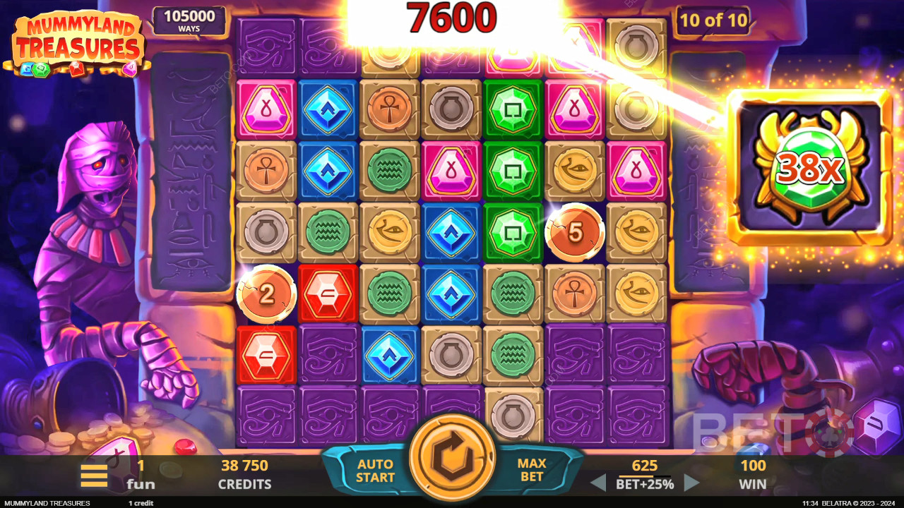 Vinci 25.000x la tua puntata nella Video Slot Mummyland Treasures!