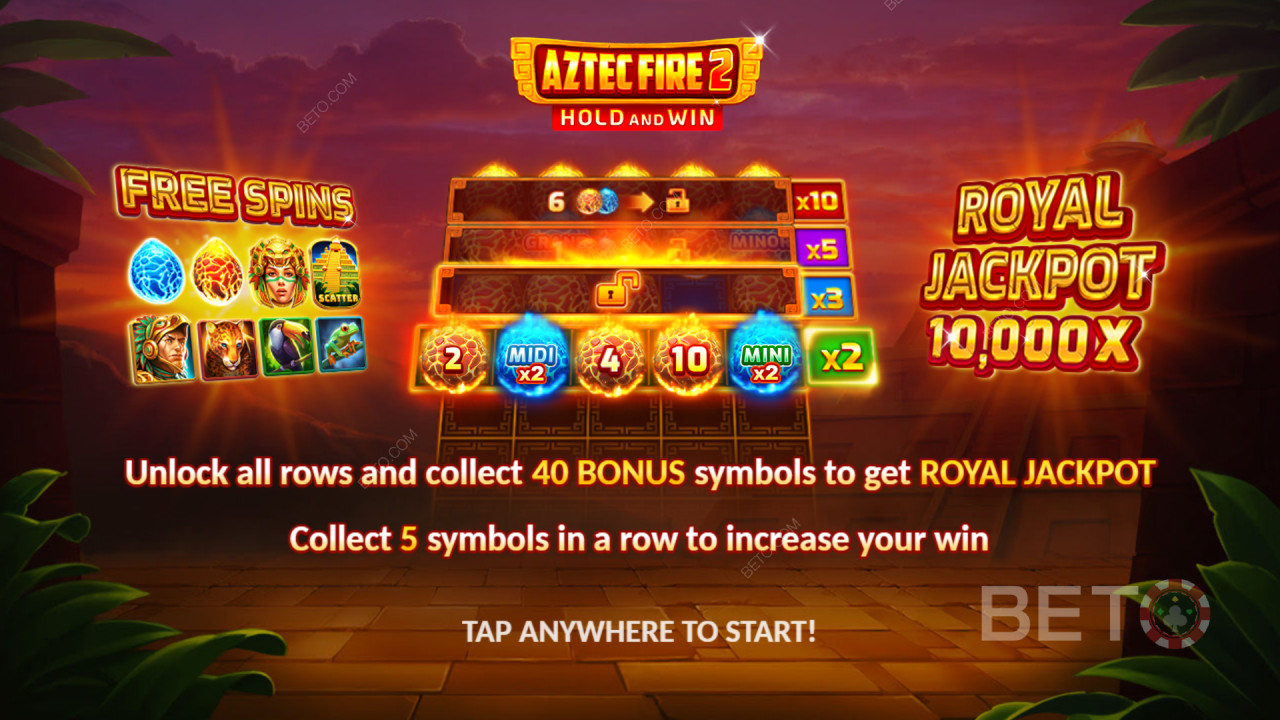 Caratteristiche bonus spiegate in Aztec Fire 2 di 3 Oaks Gaming