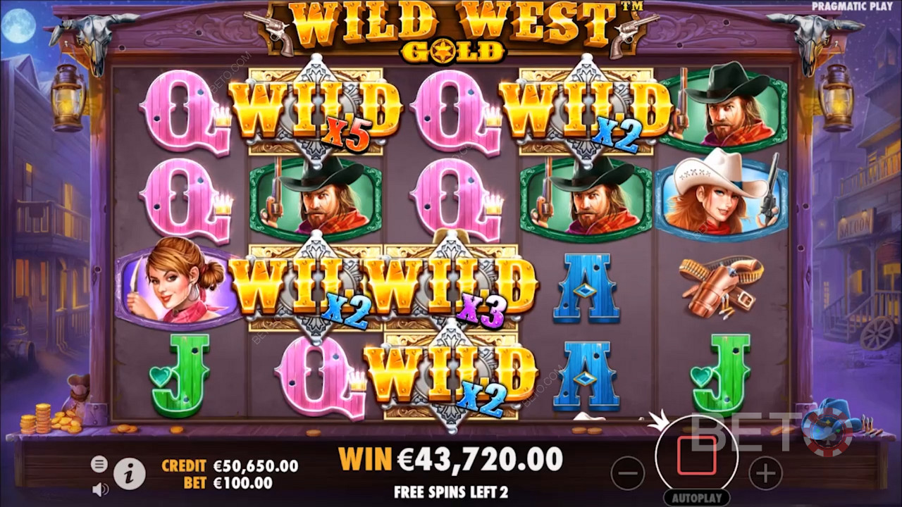 Simboli colorati nella slot Wild West Gold di Pragmatic Play