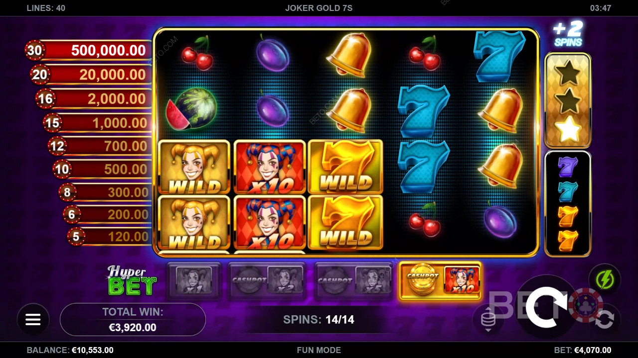 Vinci 50.000x la tua puntata nella slot machine Joker Gold 7s!