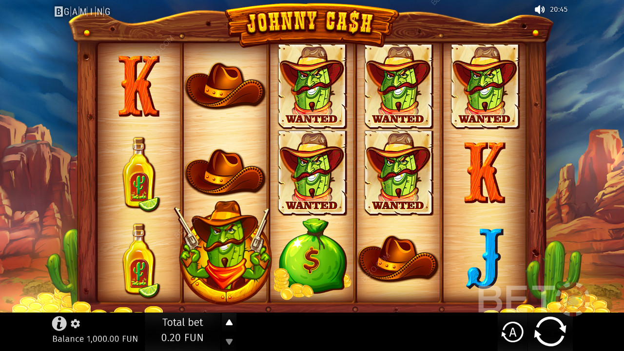 La griglia di gioco classica di Johnny Cash con 5 rulli e 3 righe