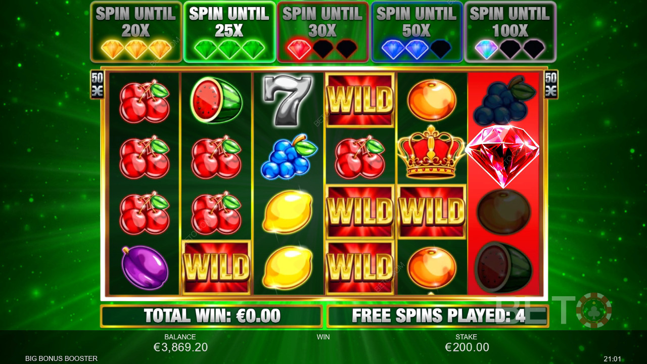 Vinci 833x la tua puntata nella slot machine Big Bonus Booster!