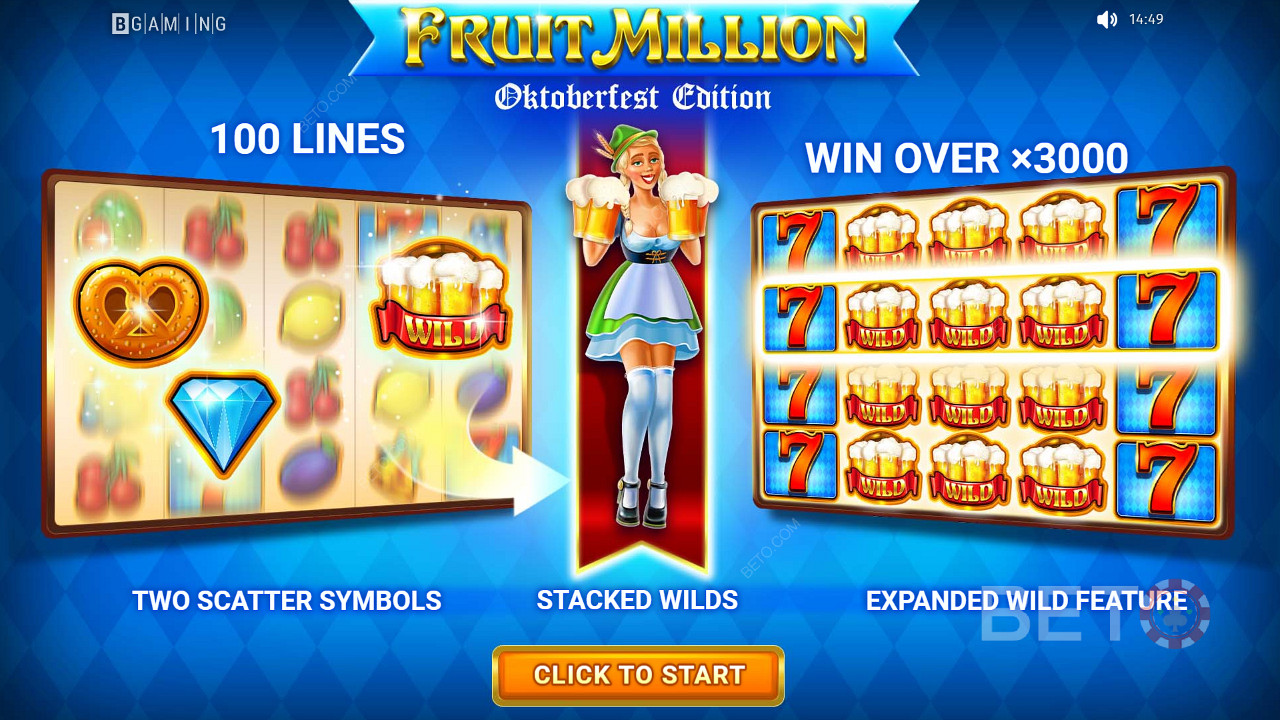 Gioca su una slot a 100 linee e vinci fino a 3000 volte la tua puntata con Fruit Million.