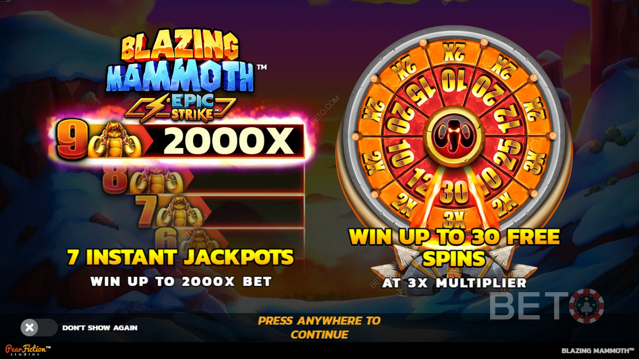 Vinci fino a 2.000x della tua puntata nella slot machine Blazing Mammoth