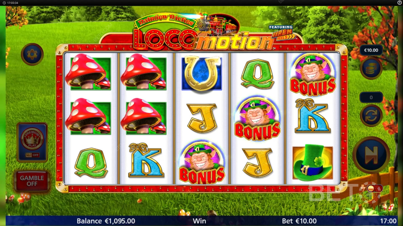 Caratteristiche bonus spiegate in Rainbow Riches Locomotion by Light and Wonder