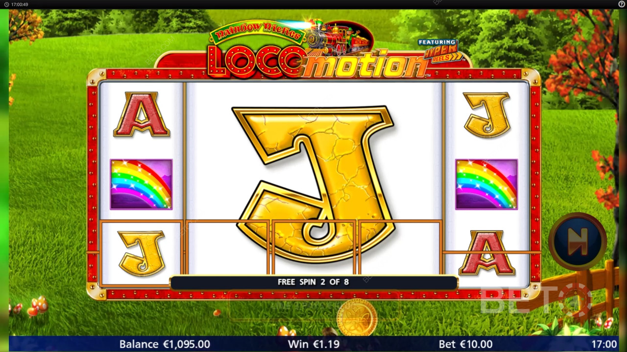 Vinci 1.037x la tua puntata nella slot online Rainbow Riches Locomotion!