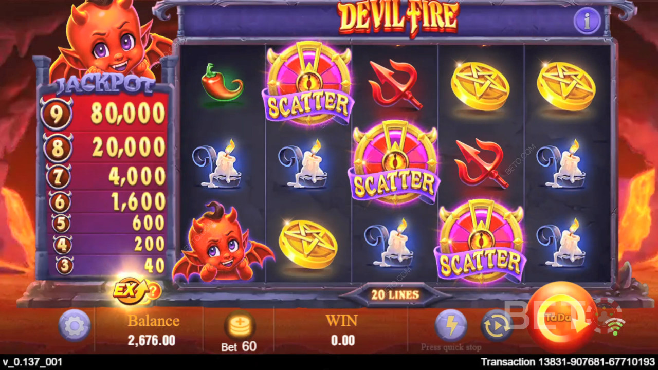 Caratteristiche bonus spiegate in Devil Fire di TaDa Gaming