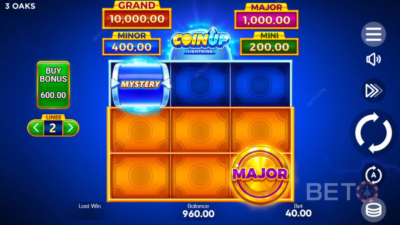 Caratteristiche bonus spiegate in Coin Up: Lightning di 3 Oaks Gaming
