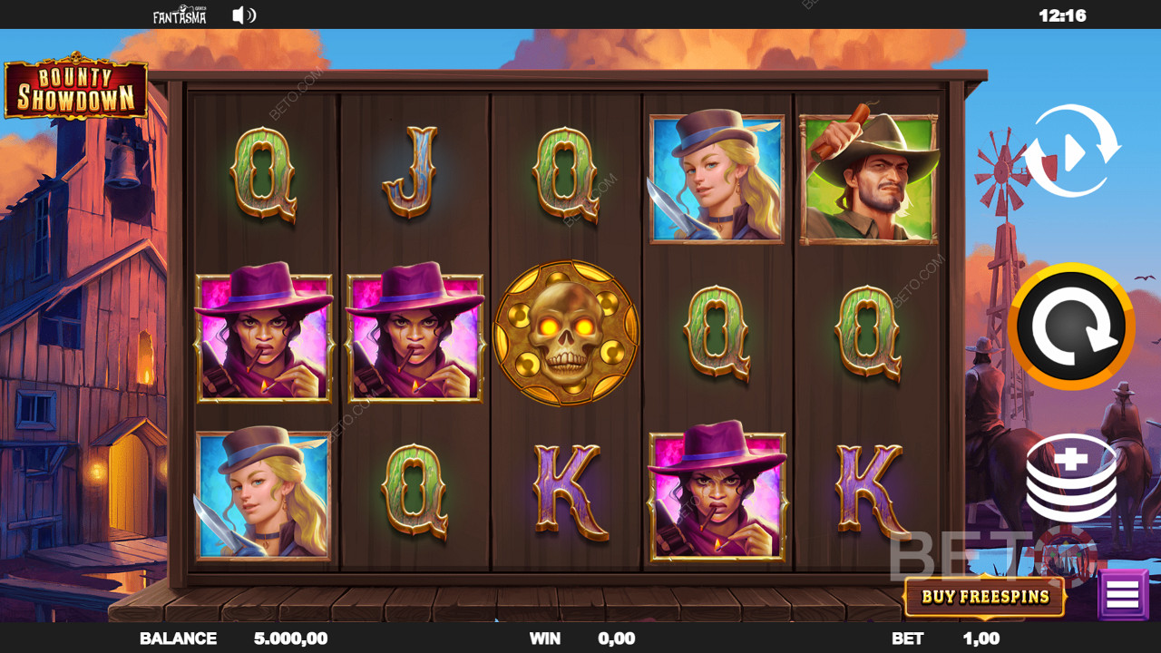 Gioca a Bounty Showdown e sperimenta i simboli a tema cowboy