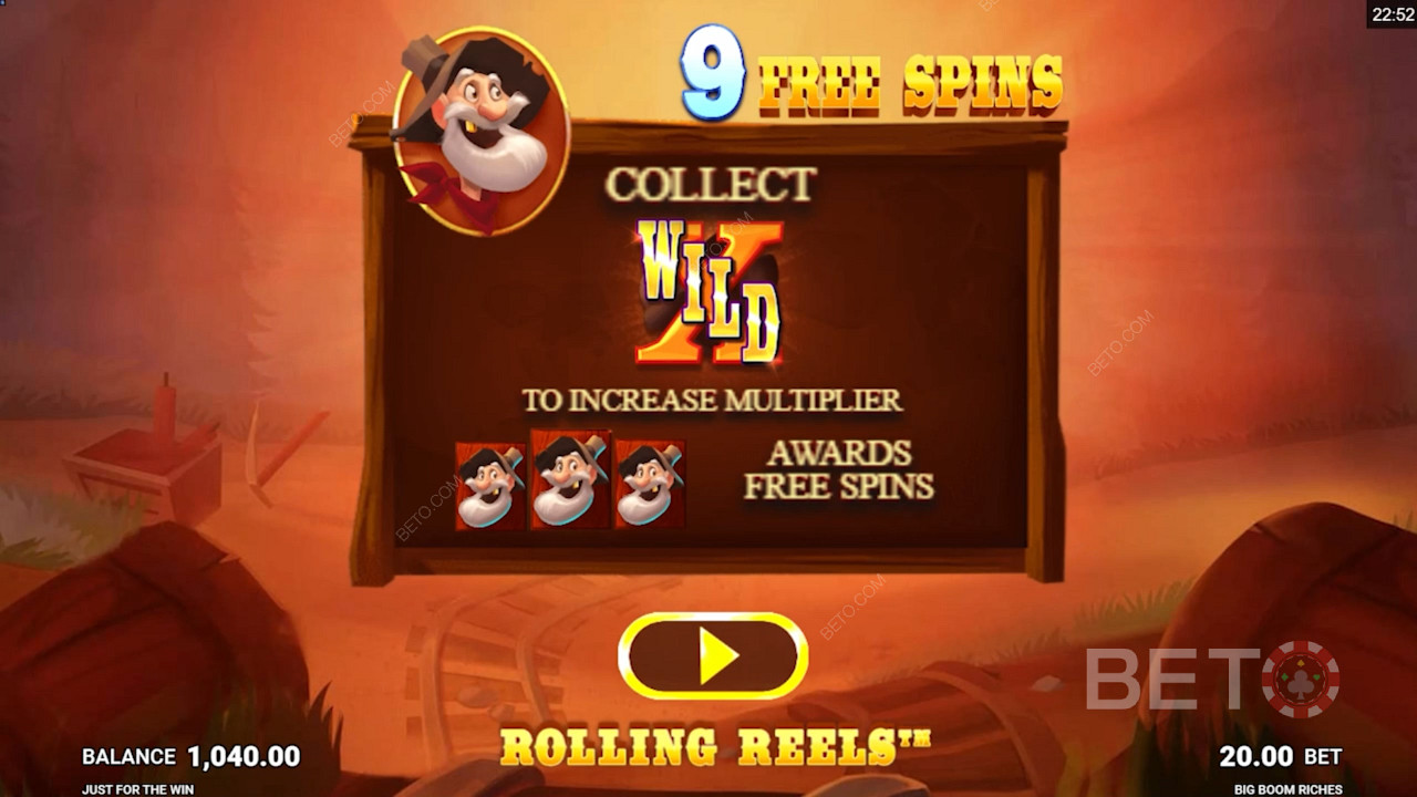 3 diversi simboli Wild in Big Boom Riches