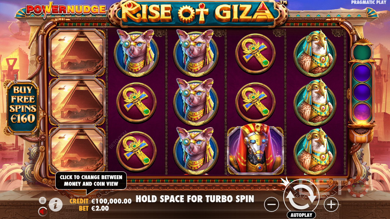 Pagate 80x della vostra puntata e acquistate Free Spins nella slot machine Rise of Giza PowerNudge