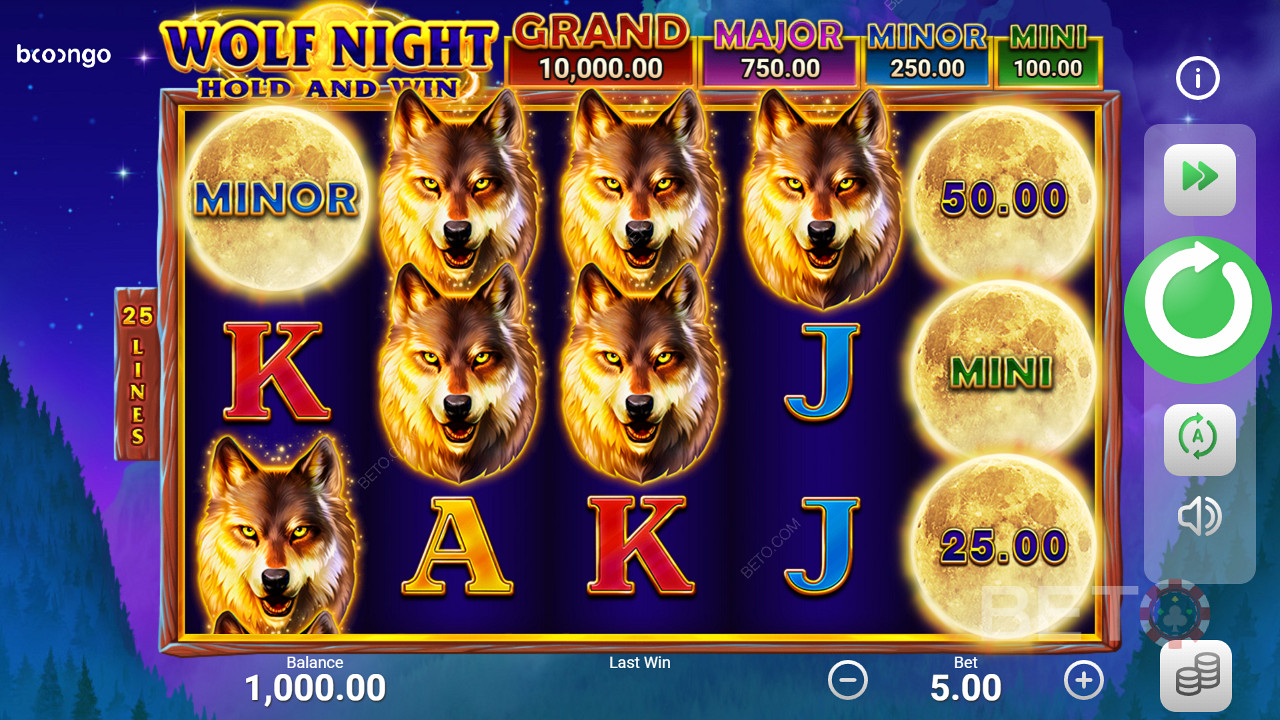 Il simbolo del lupo è il simbolo che paga di più nella slot Wolf Night.