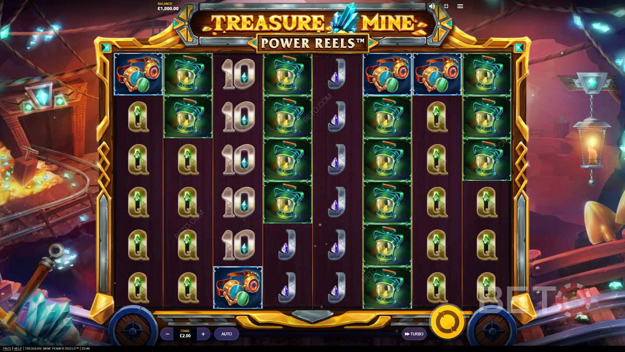 Godetevi un tema e una grafica favolosi nella slot online Treasure Mine Power Reels