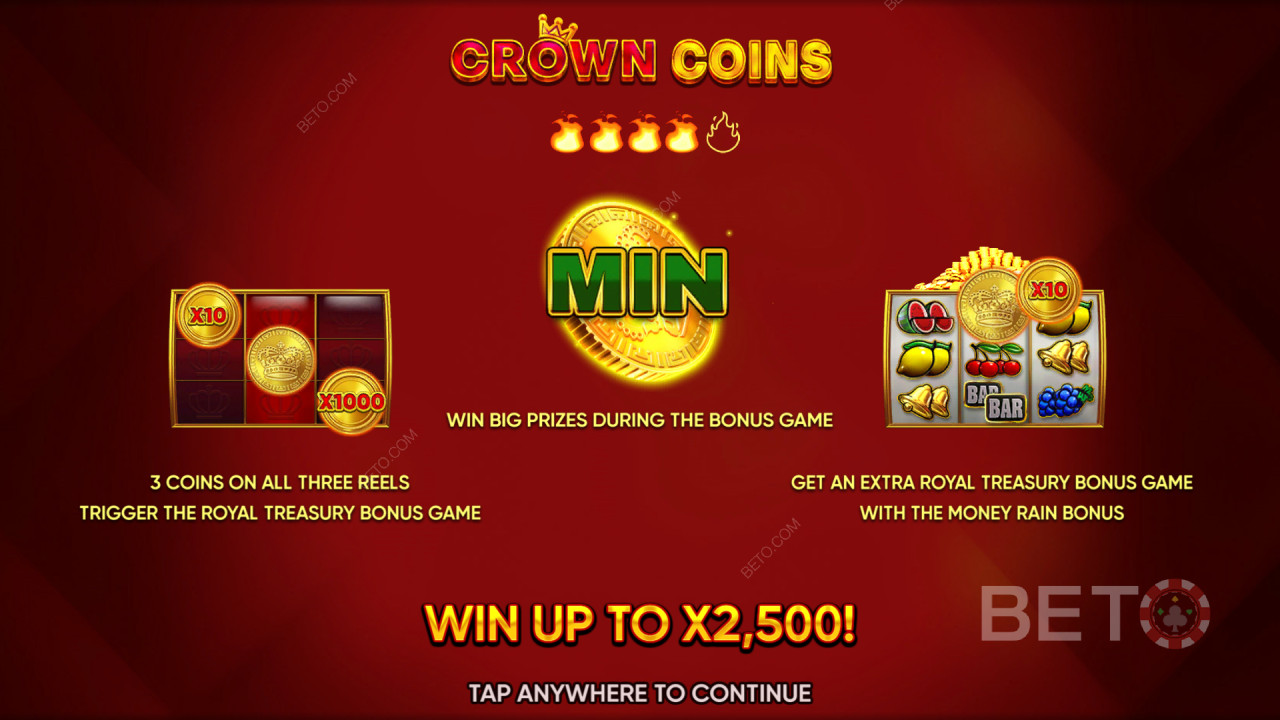 Le funzioni bonus spiegate in Crown Coins da Endorphina