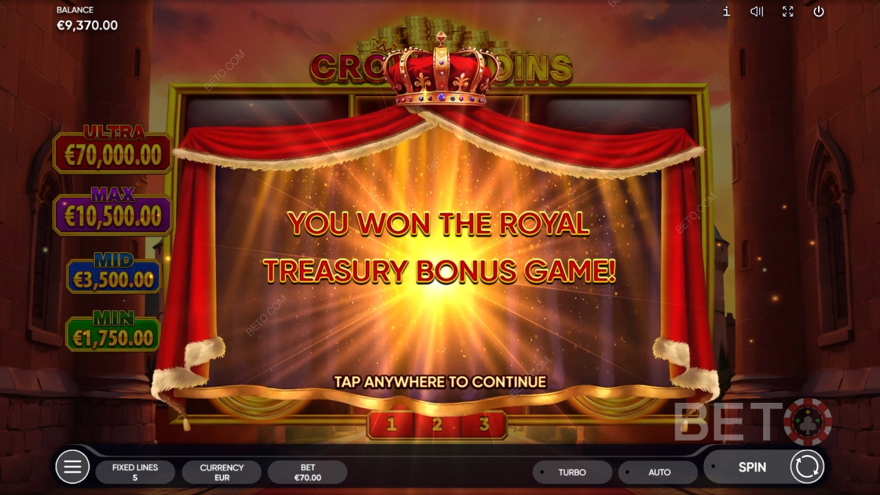 Vinci 2.500x la tua puntata nella slot Crown Coins Online!