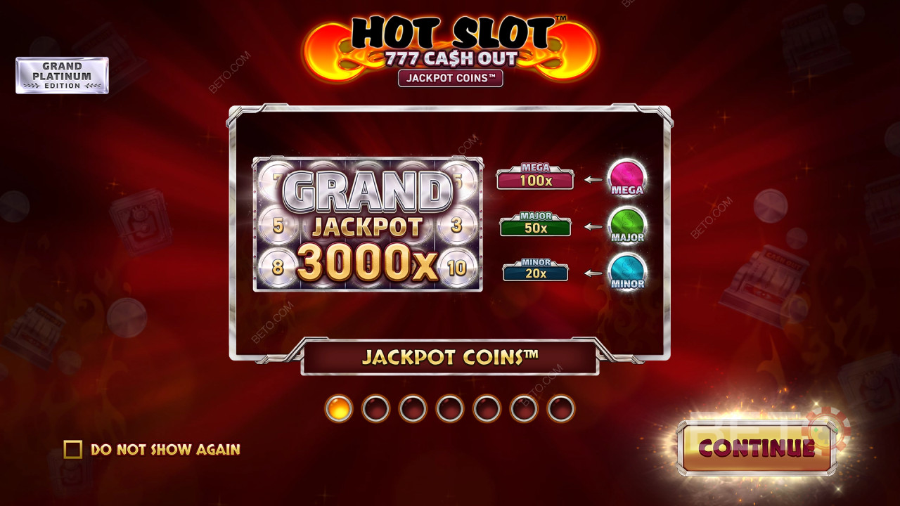 Caratteristiche bonus spiegate in Hot Slot: 777 Cash Out Grand Platinum Edition di Wazdan
