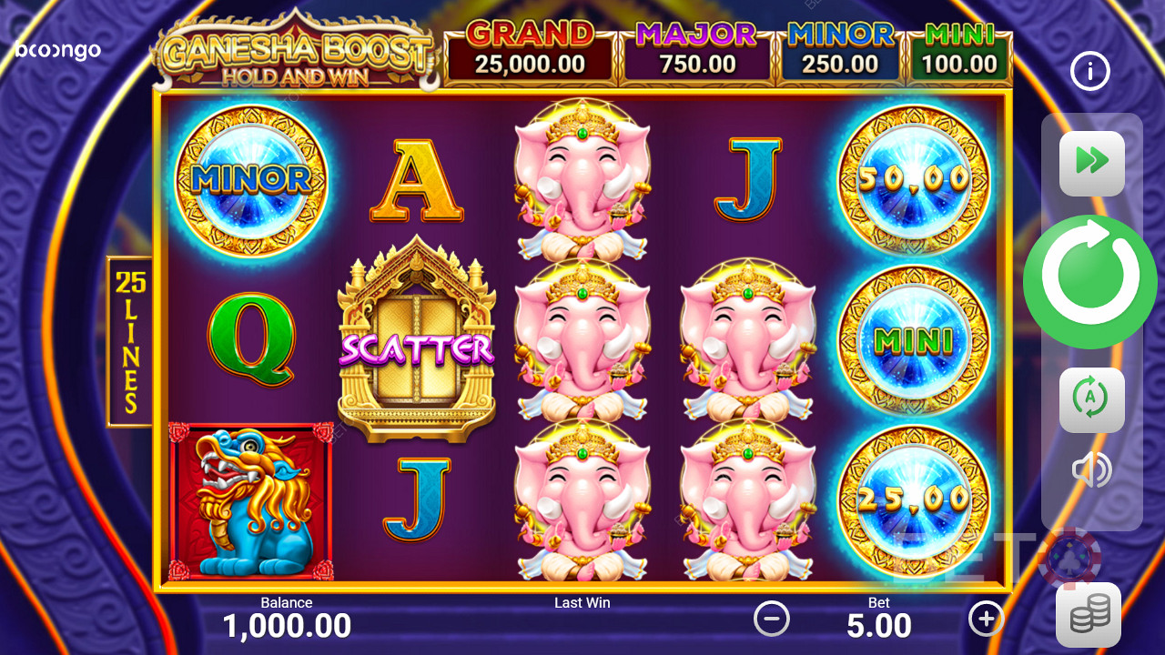 Godetevi i jackpot ottenendo il gioco bonus nella slot Ganesha Boost Hold and Win