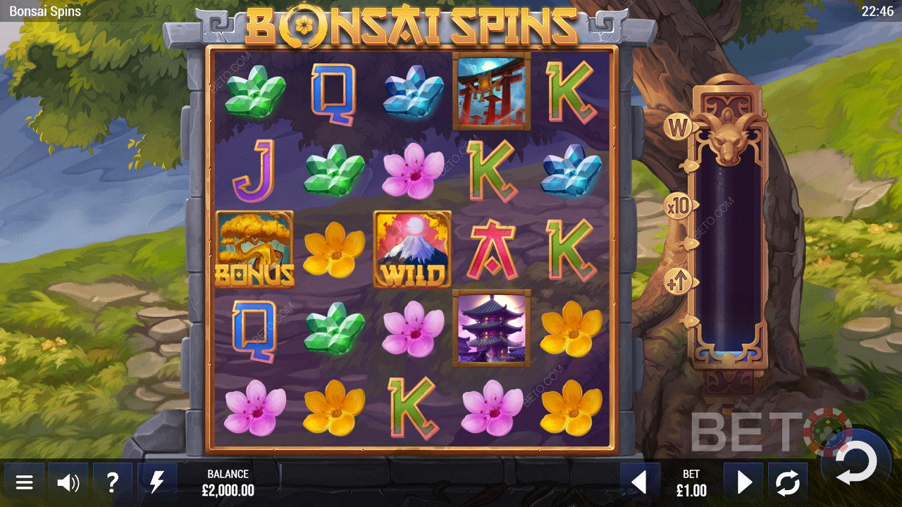 Il gioco Bonsai Spins a tema forestale è stato sviluppato da Epic Industries.