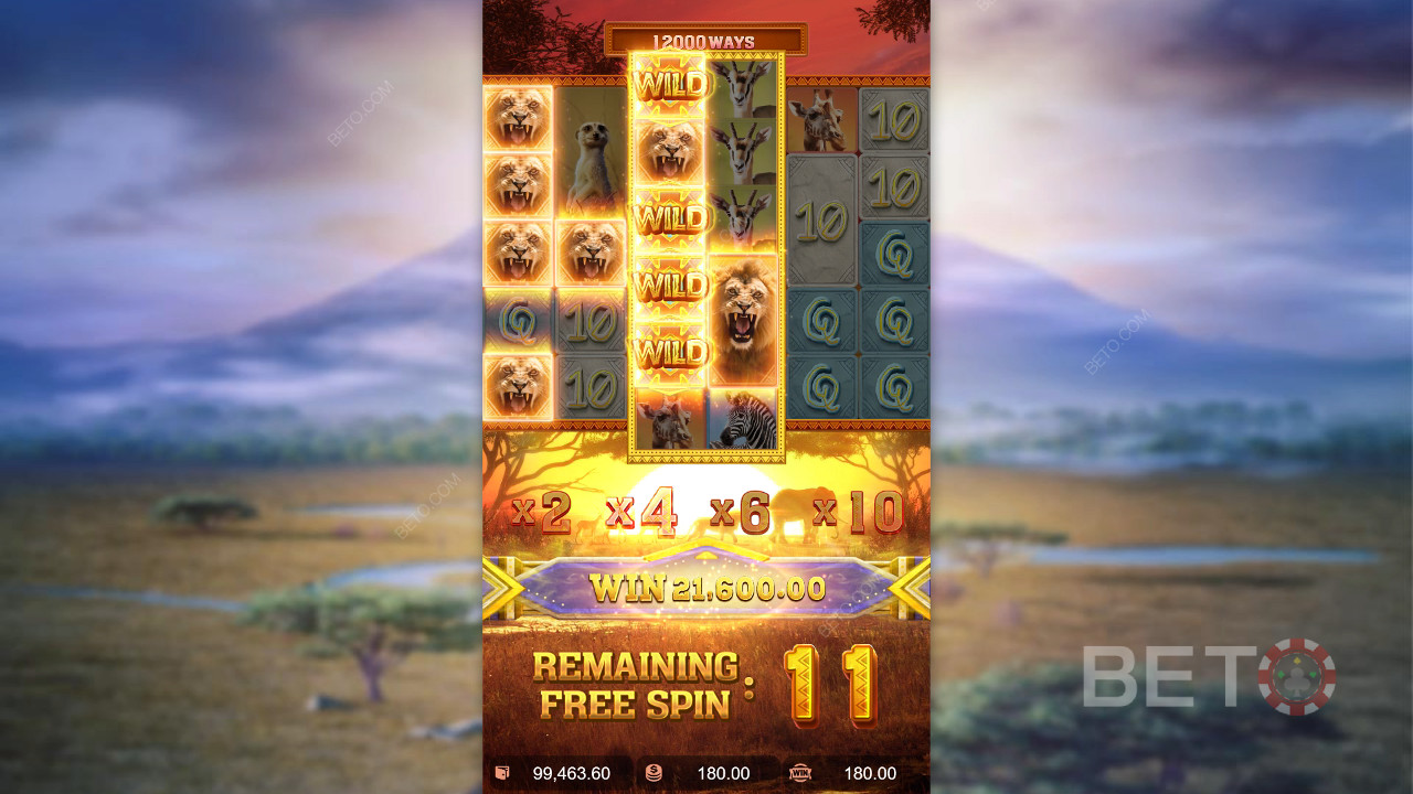 Le funzioni bonus spiegate in Safari Wilds di PG Soft