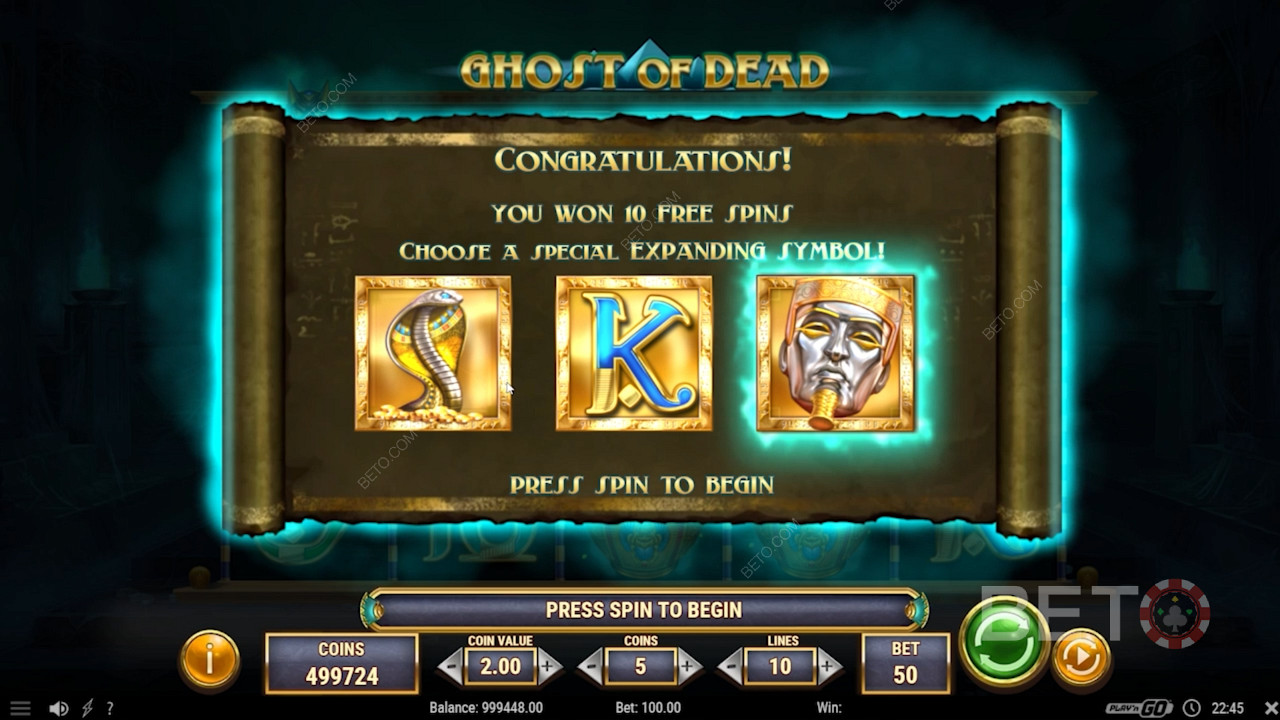 Selezione del simbolo di espansione nel round di giri gratuiti di Ghost of Dead