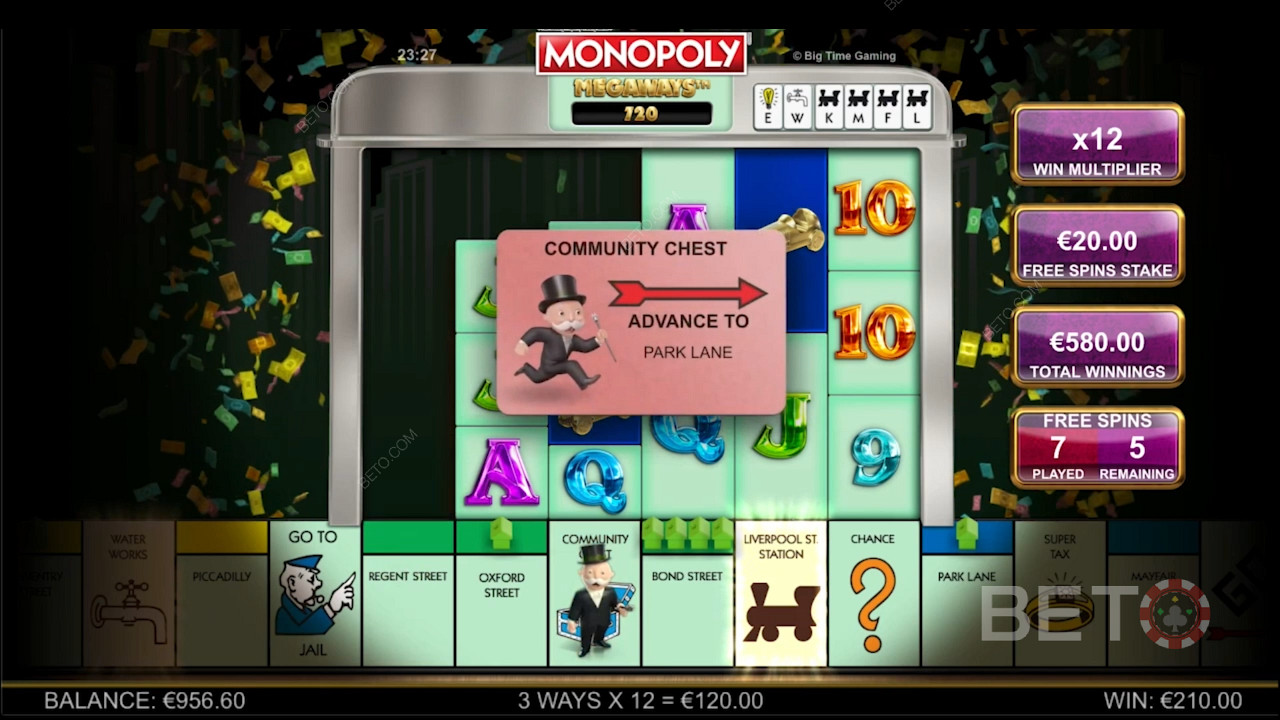 Caratteristiche bonus ispirate al tema di Monopoly Megaways