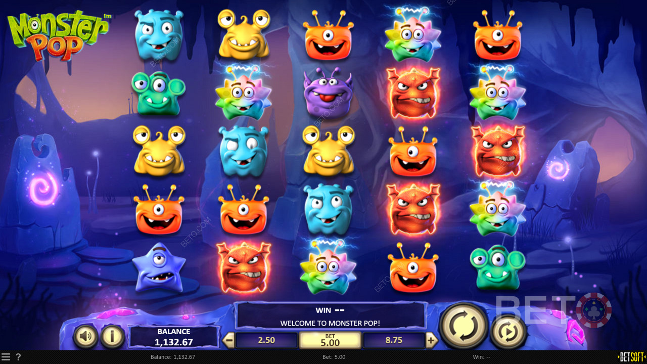 Godetevi un tema divertente e simboli stravaganti nella slot online Monster Pop
