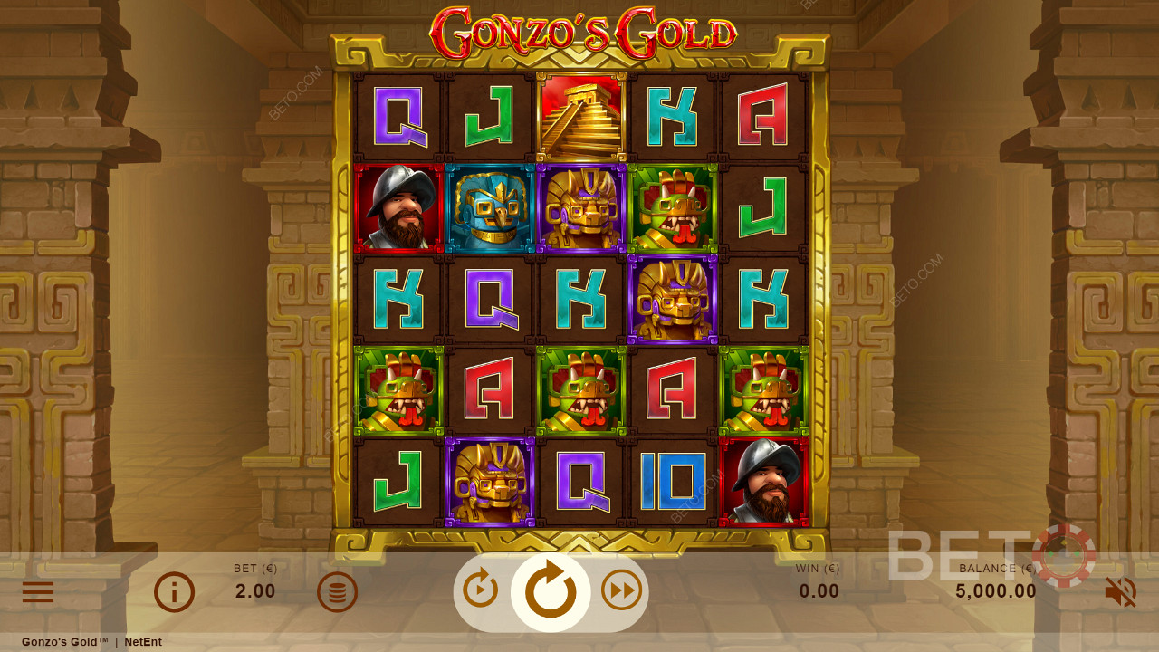 Godetevi i bellissimi simboli e il tema Inca nella slot online Gonzo