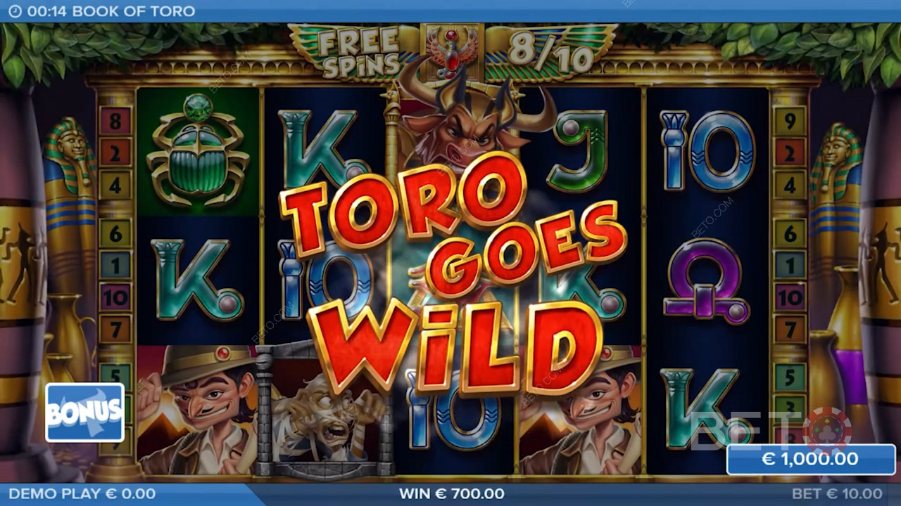 Godetevi la classica funzione Toro Goes Wild, già presente in altre slot Toro.