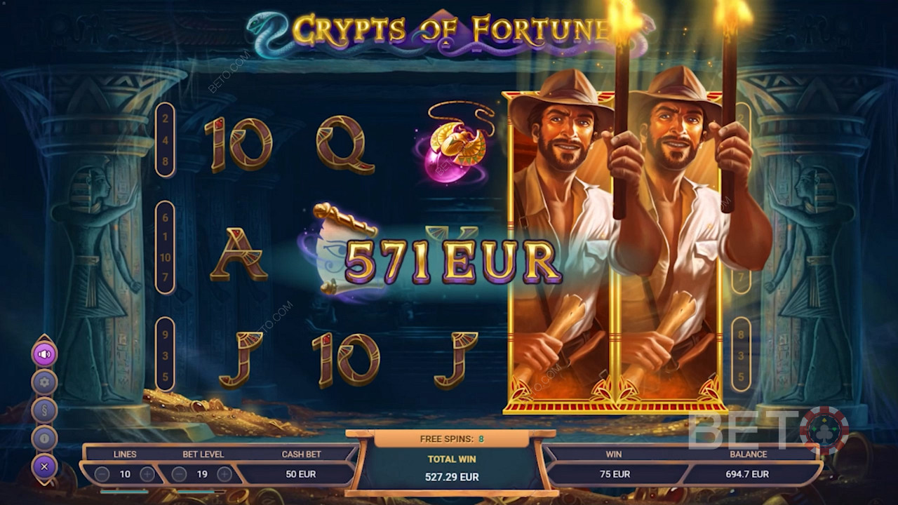 Divertiti con i simboli di espansione nei giri gratuiti della slot Crypts of Fortune