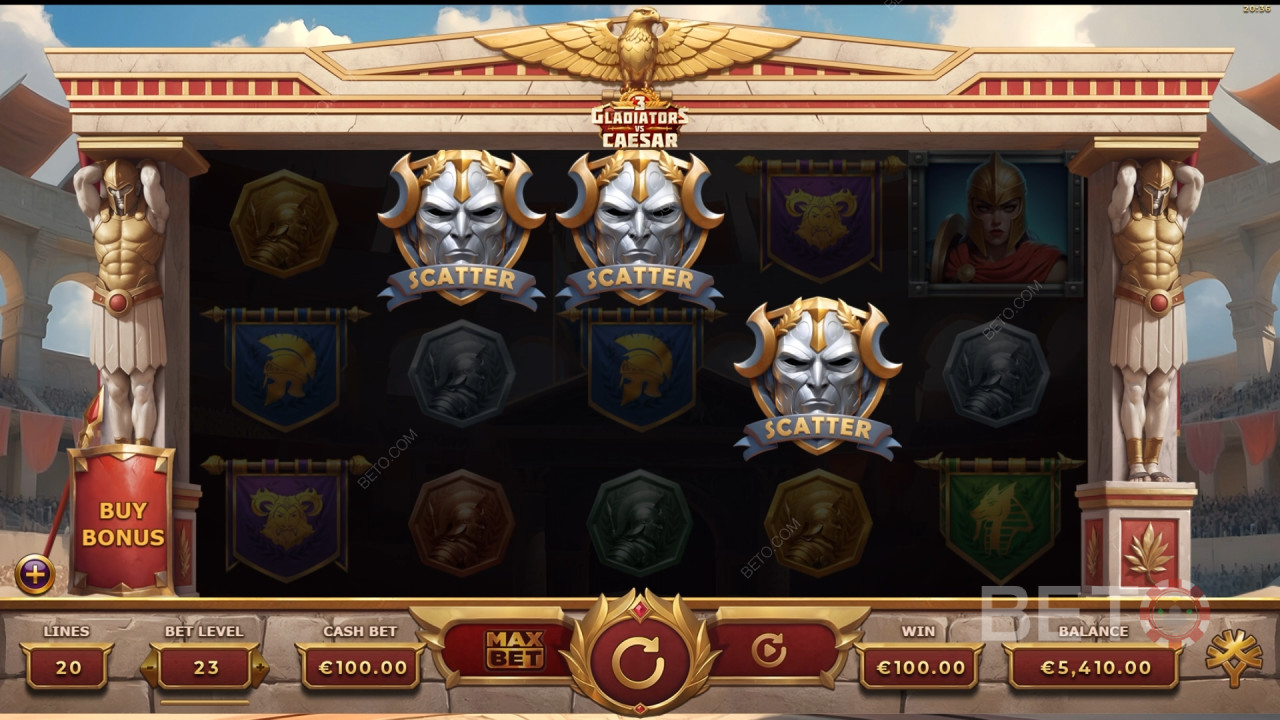 3 Gladiatori contro Cesare Recensione di BETO Slots
