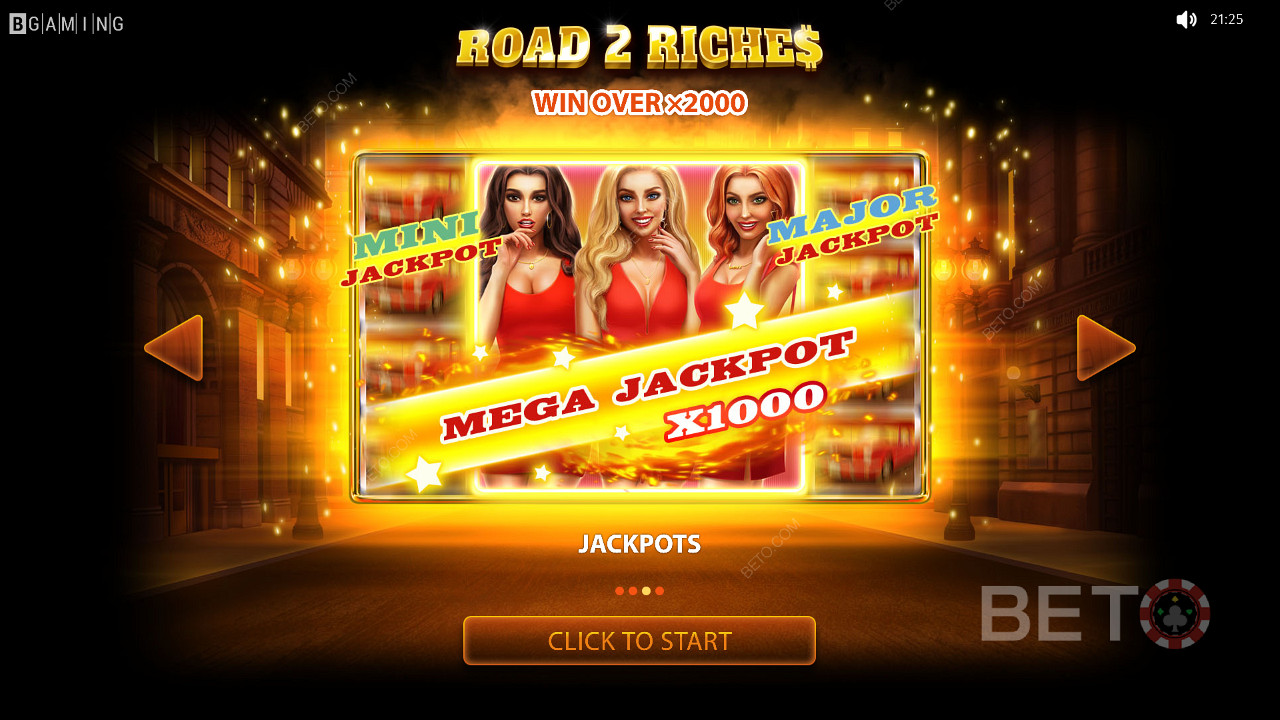 Il Mega Jackpot di Road 2 Riches vale 1.000x